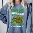AG Teacher English Is Important But Agriculture Teacher Comfort Colors Sweatshirt Blue Jean AG Teacher English Is Important But Agriculture Teacher Comfort Colors Sweatshirt Blue Jean