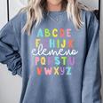 Alphabet ABC Elemeno Teacher Student Back To School Comfort Colors Sweatshirt Blue Jean Alphabet ABC Elemeno Teacher Student Back To School Comfort Colors Sweatshirt Blue Jean