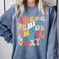 Alphabet Hi Back To School ABC Pre K Kindergarten Teacher Comfort Colors Sweatshirt Blue Jean Alphabet Hi Back To School ABC Pre K Kindergarten Teacher Comfort Colors Sweatshirt Blue Jean
