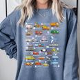 Alphabet Vehicles ABCs Learning Teachers Kids Boys Girls Comfort Colors Sweatshirt Blue Jean Alphabet Vehicles ABCs Learning Teachers Kids Boys Girls Comfort Colors Sweatshirt Blue Jean