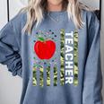 American Flag Camouflage Teacher Patriotic 4th Of July Comfort Colors Sweatshirt Blue Jean American Flag Camouflage Teacher Patriotic 4th Of July Comfort Colors Sweatshirt Blue Jean