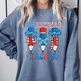 All American Teacher Pencil Coquette Bow USA Flag Teachers Comfort Colors Sweatshirt Blue Jean