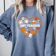 Art Teacher Heart Autumn Thanksgiving Kids Comfort Colors Sweatshirt Blue Jean