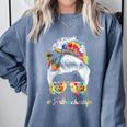 Art Teacher Life Messy Bun Back To School Art Teacher Comfort Colors Sweatshirt Blue Jean