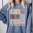 Art Teacher Life Retro Groovy Teaching Future Artists Comfort Colors Sweatshirt Blue Jean