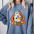 Art Teacher Painting Brushes Retro Pumpkin Ghost Artist Comfort Colors Sweatshirt Blue Jean Art Teacher Painting Brushes Retro Pumpkin Ghost Artist Comfort Colors Sweatshirt Blue Jean