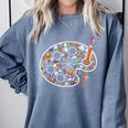Art Teacher Pumpkin Scary Halloween Costume Men Women Comfort Colors Sweatshirt Blue Jean