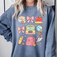 Back To School Coquette Teacher Women Girl Kindergarten PreK Comfort Colors Sweatshirt Blue Jean Back To School Coquette Teacher Women Girl Kindergarten PreK Comfort Colors Sweatshirt Blue Jean