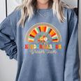 Back To School Kindergarten Dream Team Teacher Love Floral Comfort Colors Sweatshirt Blue Jean
