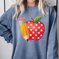 Back To School Pencil And Apple Teacher Student Comfort Colors Sweatshirt Blue Jean Back To School Pencil And Apple Teacher Student Comfort Colors Sweatshirt Blue Jean