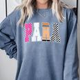 Back To School Teacher Para Preppy Checkered Para Life Comfort Colors Sweatshirt Blue Jean
