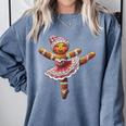 Ballet Dancer Gingerbread Christmas Dance Teacher Girl Women Comfort Colors Sweatshirt Blue Jean