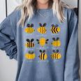 Bee Kind Positive Brave Happy Confident Humble Teacher Comfort Colors Sweatshirt Blue Jean