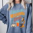 Biology Teacher Science Fueled By Mitochondria Coffee Comfort Colors Sweatshirt Blue Jean