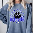 Blue Bobcats School Spirit Coquette Bow Mascot Teacher Comfort Colors Sweatshirt Blue Jean Blue Bobcats School Spirit Coquette Bow Mascot Teacher Comfort Colors Sweatshirt Blue Jean