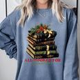 All Booked For Christmas Christmas Book Tree For Teacher For Men Women Kids Comfort Colors Sweatshirt Blue Jean