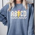 Boys Girls Teachers ABCD Rock Graphic Back To School Class Comfort Colors Sweatshirt Blue Jean