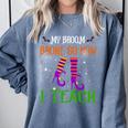 My Broom Broke So Now I Teach Teacher Witch Halloween Comfort Colors Sweatshirt Blue Jean