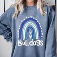 Bulldogs School Mascot Rainbow Teacher Lover Comfort Colors Sweatshirt Blue Jean Bulldogs School Mascot Rainbow Teacher Lover Comfort Colors Sweatshirt Blue Jean