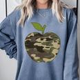 Camo Apple Camouflage Clothing School Student Camo Teacher Men Women Kids Comfort Colors Sweatshirt Blue Jean
