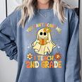 You Can't Scare Me I Teach 2nd Grade Halloween Teacher Ghost Comfort Colors Sweatshirt Blue Jean