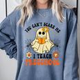You Can't Scare Me I Teach Preschool Teacher Halloween Ghost Men Women Comfort Colors Sweatshirt Blue Jean