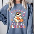 You Can't Scare Me I Teach Preschool Teacher Team Halloween Comfort Colors Sweatshirt Blue Jean