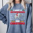 Christmas Math Teacher Hippopotenuse Math Lovers Xmas Comfort Colors Sweatshirt Blue Jean