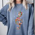 Christmas Musical Note Music Lover Teacher Sing Carols Jesus Comfort Colors Sweatshirt Blue Jean