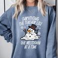 Christmas Surviving Teacher Life Meltdown Xmas Women Men Comfort Colors Sweatshirt Blue Jean
