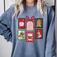 Christmas Teacher Stamps Comfort Colors Sweatshirt Blue Jean