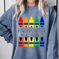 Colorful Crayon Kindergarten Team Tee For Teachers Students Men Women Kids Comfort Colors Sweatshirt Blue Jean Colorful Crayon Kindergarten Team Tee For Teachers Students Men Women Kids Comfort Colors Sweatshirt Blue Jean