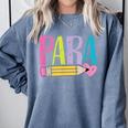 Colorful PARA Teacher Paraprofessional Cute Pencil Comfort Colors Sweatshirt Blue Jean Colorful PARA Teacher Paraprofessional Cute Pencil Comfort Colors Sweatshirt Blue Jean