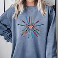 Cool Brush Heart Shape Art Teacher Paint For Artist Painter Comfort Colors Sweatshirt Blue Jean