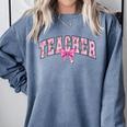 Coquette Bow Back To School First Day Teacher Comfort Colors Sweatshirt Blue Jean