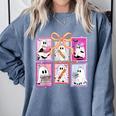 Coquette Bow Spooky Teacher Ghost Halloween Trick Or Teach Comfort Colors Sweatshirt Blue Jean Coquette Bow Spooky Teacher Ghost Halloween Trick Or Teach Comfort Colors Sweatshirt Blue Jean