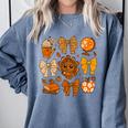 Coquette Teach Teacher Bows Thanksgiving Turkey Fall Autumn Comfort Colors Sweatshirt Blue Jean