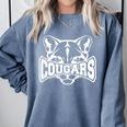 Cougars Teacher Student School Sports Fan Team Spirit Comfort Colors Sweatshirt Blue Jean