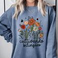 Cultivando Bilingues Dual Language Crew Bilingual Teacher Men Women Girls Kids Comfort Colors Sweatshirt Blue Jean