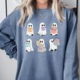 Cute Boo Ghost Reading Books Halloween Librarian Teacher Kid Comfort Colors Sweatshirt Blue Jean Cute Boo Ghost Reading Books Halloween Librarian Teacher Kid Comfort Colors Sweatshirt Blue Jean