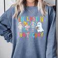 Cute Inclusion Isn't Scary Teacher Skeleton Ghost Halloween Comfort Colors Sweatshirt Blue Jean