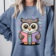 Cute Reading Owl Book Lover Teacher Librarian Bookworm Comfort Colors Sweatshirt Blue Jean Cute Reading Owl Book Lover Teacher Librarian Bookworm Comfort Colors Sweatshirt Blue Jean