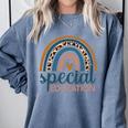 Cute Special Education Leopard Print SPED Teacher Idea Comfort Colors Sweatshirt Blue Jean