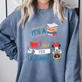 Disney Minnie Mouse Beautiful Day For Learning Teacher's Day Comfort Colors Sweatshirt Blue Jean Disney Minnie Mouse Beautiful Day For Learning Teacher's Day Comfort Colors Sweatshirt Blue Jean