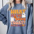 What Are We Doing Today Halloween PE Spooky Teacher Comfort Colors Sweatshirt Blue Jean