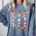 What Are We Doing Today PE Teacher Snowman Christmas Comfort Colors Sweatshirt Blue Jean