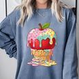 Dripping Apple Ice Cream Cone Cute Teacher Appreciation Comfort Colors Sweatshirt Blue Jean Dripping Apple Ice Cream Cone Cute Teacher Appreciation Comfort Colors Sweatshirt Blue Jean