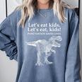 Lets Eat Kids Punctuation Saves Lives Dinosaur Teacher Comfort Colors Sweatshirt Blue Jean
