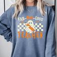 Fab Boo Lous Teacher Retro Ghost Spooky Halloween Costume Comfort Colors Sweatshirt Blue Jean