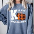 Fall Kindergarten Teacher K Is For Buffalo Plaid Pumpkin Comfort Colors Sweatshirt Blue Jean